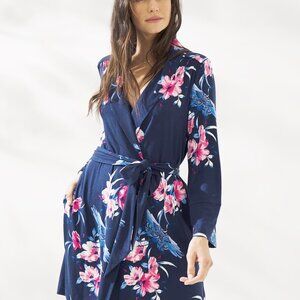 Soma S/M Cool Nights Navy Tie-front Short Robe